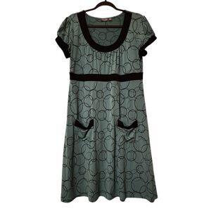 Apt 9 Womens High Waist Shift Dress Size L Blue Pleated Slinky Stretch Pockets